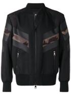 Neil Barrett Military Tape Print Bomber Jacket - Black