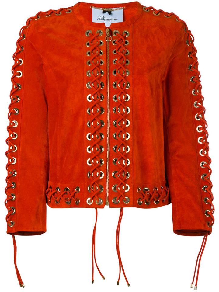 Blumarine - Tie-detail Blazer - Women - Leather - 42, Women's, Red, Leather