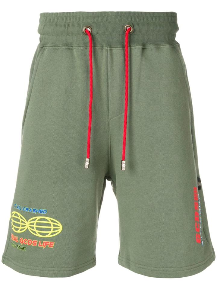 Gcds Printed Sweat Shorts - Green