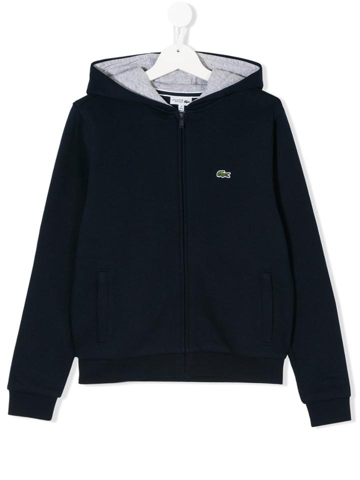 Lacoste Kids Teen Zipped Hooded Jacket - Blue