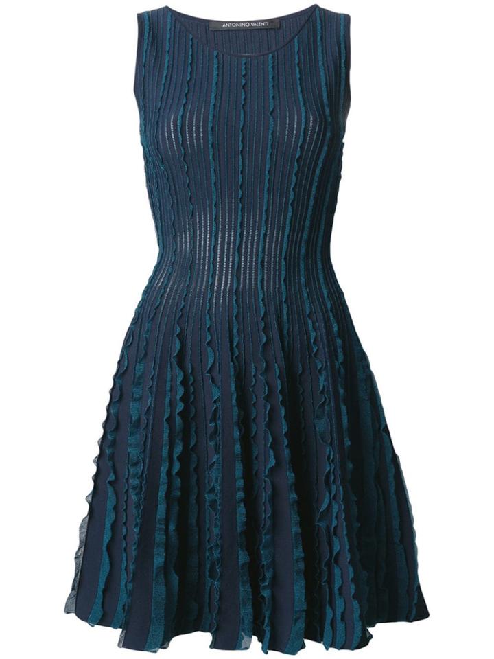 Antonino Valenti Ruffle Stripe Mini Dress - Blue