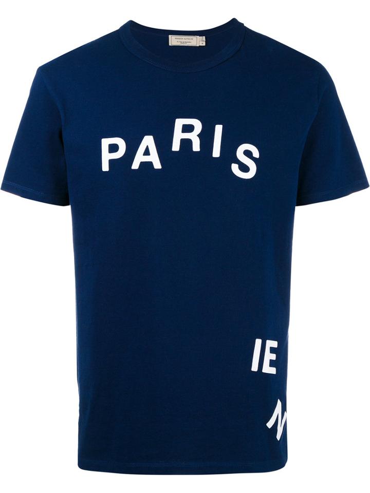 Maison Kitsuné 'parisien' Print T-shirt, Men's, Size: Large, Blue, Cotton