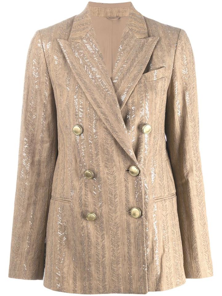 Brunello Cucinelli Sequined Double-breasted Blazer - Neutrals