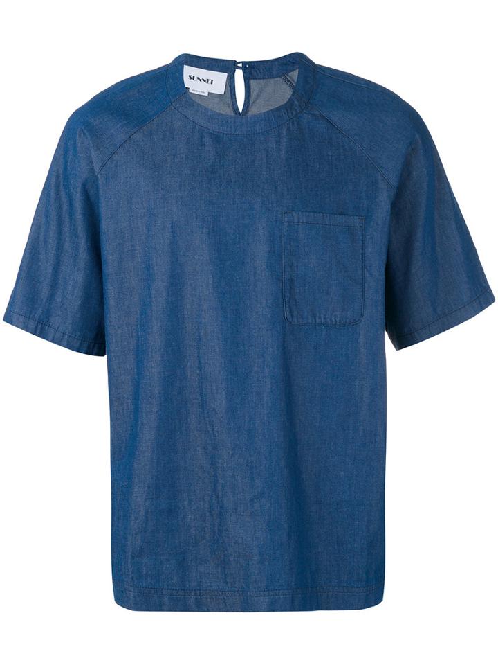 Sunnei Chambray T-shirt, Men's, Size: Small, Blue, Cotton