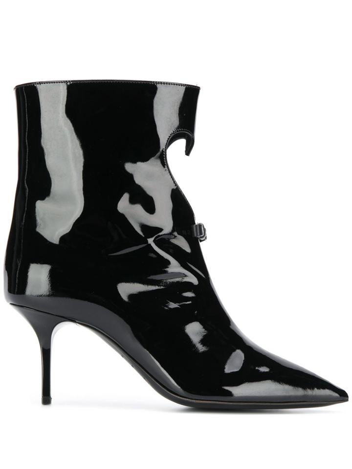 Msgm Bow Heart Ankle Boots - Black