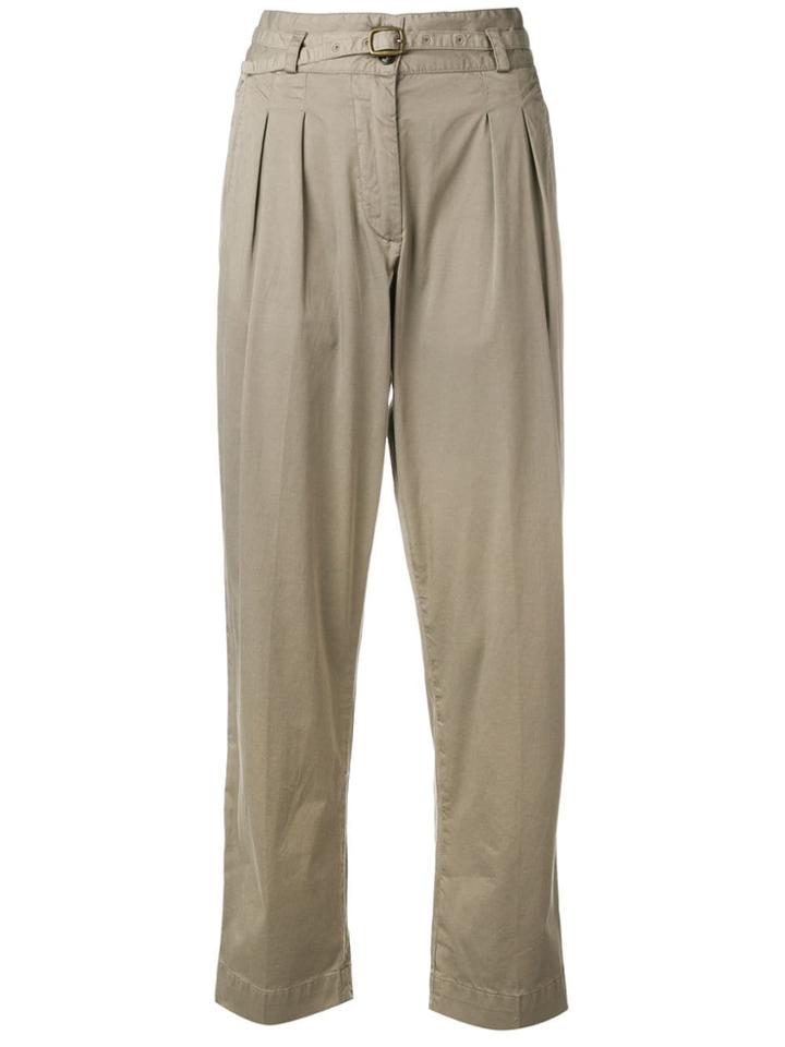 Woolrich Loose Fit Paperbag Trousers - Green