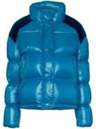 Moncler Chouette Feather Down And Velvet Puffer Jacket - Blue
