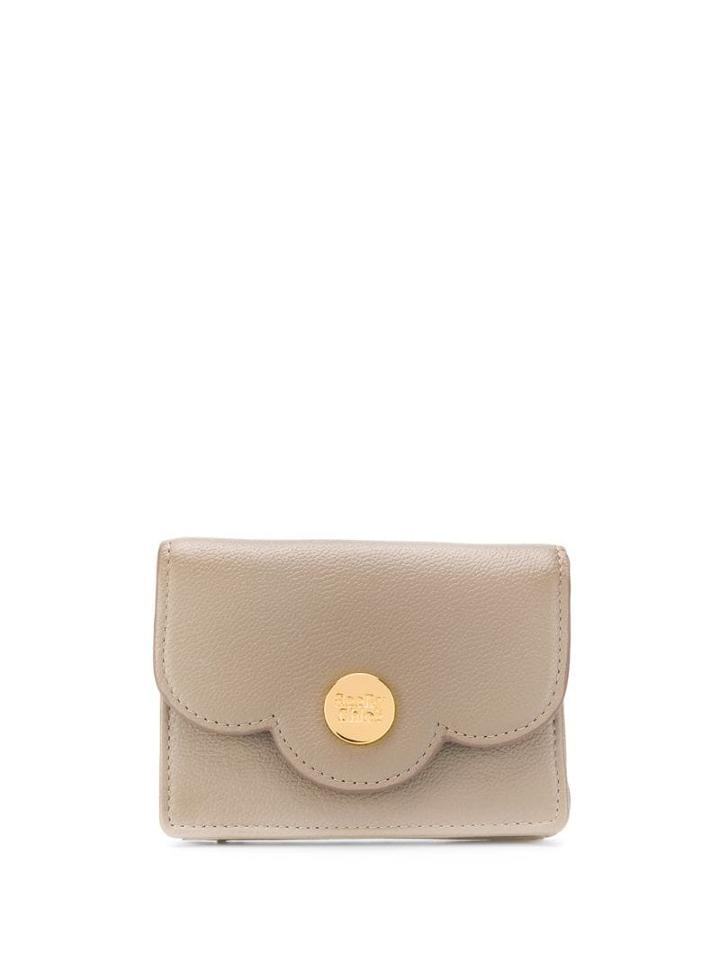 See By Chloé Gold-tone Logo Plaque Purse - Grey