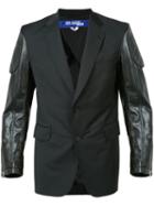 Junya Watanabe Comme Des Garçons Man Contrast Sleeves Blazer, Men's, Size: Medium, Black, Cupro/wool/artificial Leather