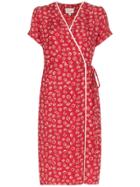 Hvn Vera Print Silk Wrap Dress - Red