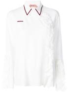 No21 - Appliqué Ruffle Shirt - Women - Silk/acetate - 44, White, Silk/acetate