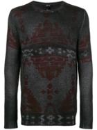 Avant Toi Faded Tapestry Print Sweater - Black