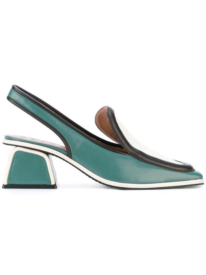 Marni Colour Block Slingback Pumps - Green