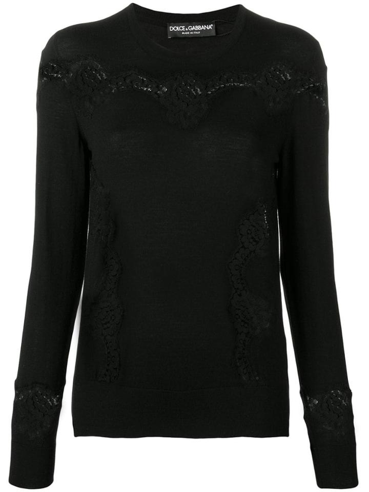 Dolce & Gabbana Slim-fit Lace Pullover - Black