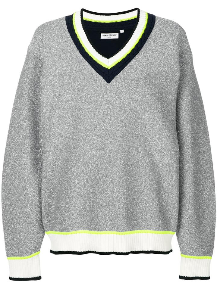 Opening Ceremony Oversized V-neck Sweatshirt - Metallic