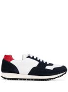 Car Shoe Lace-up Panelled Sneakers - White