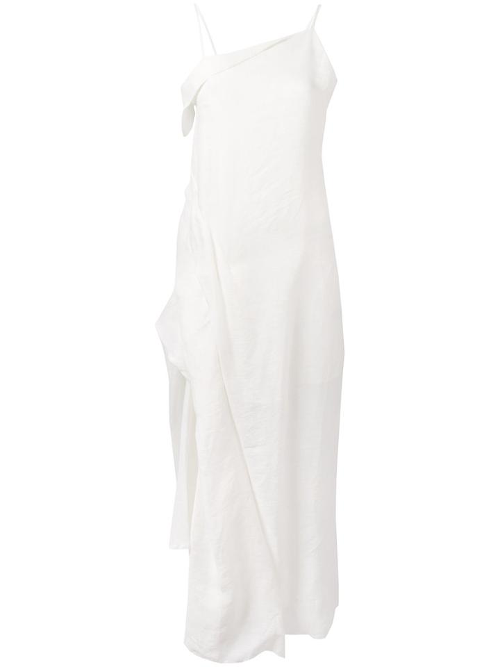 Isabel Benenato Asymmetric Draped Dress, Women's, Size: 40, White, Ramie/acetate/cupro