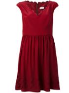 Red Valentino Scalloped Edge Skater Dress, Women's, Size: 42, Silk/polyester