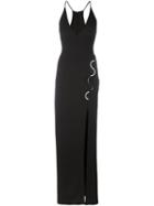 David Koma Metallic Detail Long Gown, Women's, Size: 10, Black, Viscose/acetate/spandex/elastane/lyocell