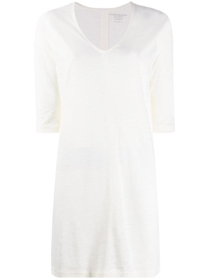 Majestic Filatures V-neck Sweater Dress - White