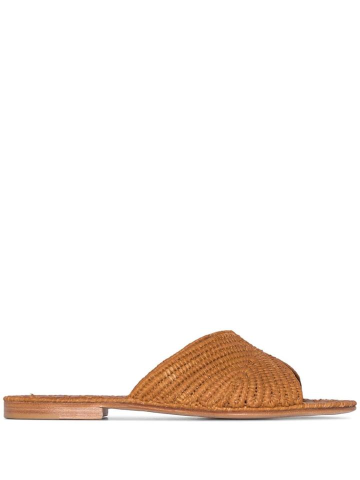 Carrie Forbes Salon Raffia Flat Sandals - Brown