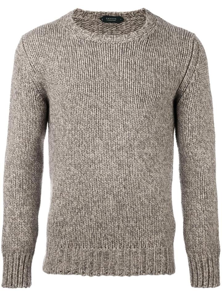 Zanone Fisherman Knit Jumper, Men's, Size: 48, Brown, Yak/virgin Wool