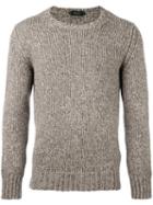 Zanone Fisherman Knit Jumper, Men's, Size: 48, Brown, Yak/virgin Wool