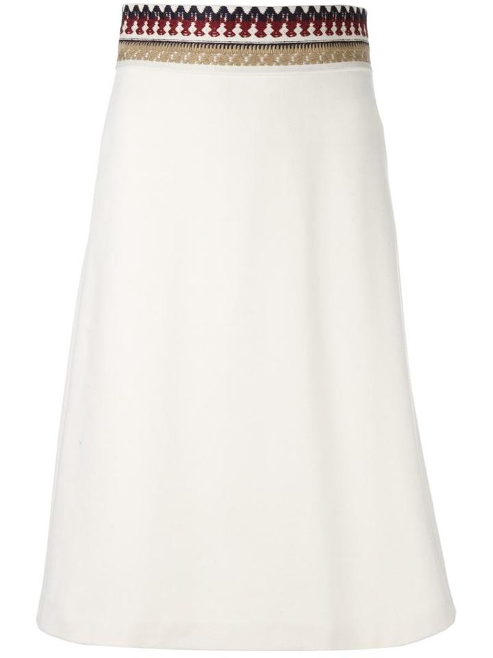 Red Valentino Embroidered Waist A-line Skirt, Women's, Size: 42, Nude/neutrals, Wool/polyamide/acetate/polyester