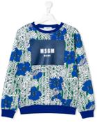 Msgm Kids Floral Print Sweatshirt - Blue