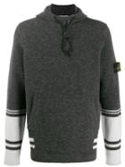 Stone Island Logo Print Hooded Sweater - Grey