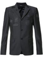 Alexander Mcqueen Patched Blazer Jacket, Men's, Size: 50, Blue, Viscose/cotton/wool