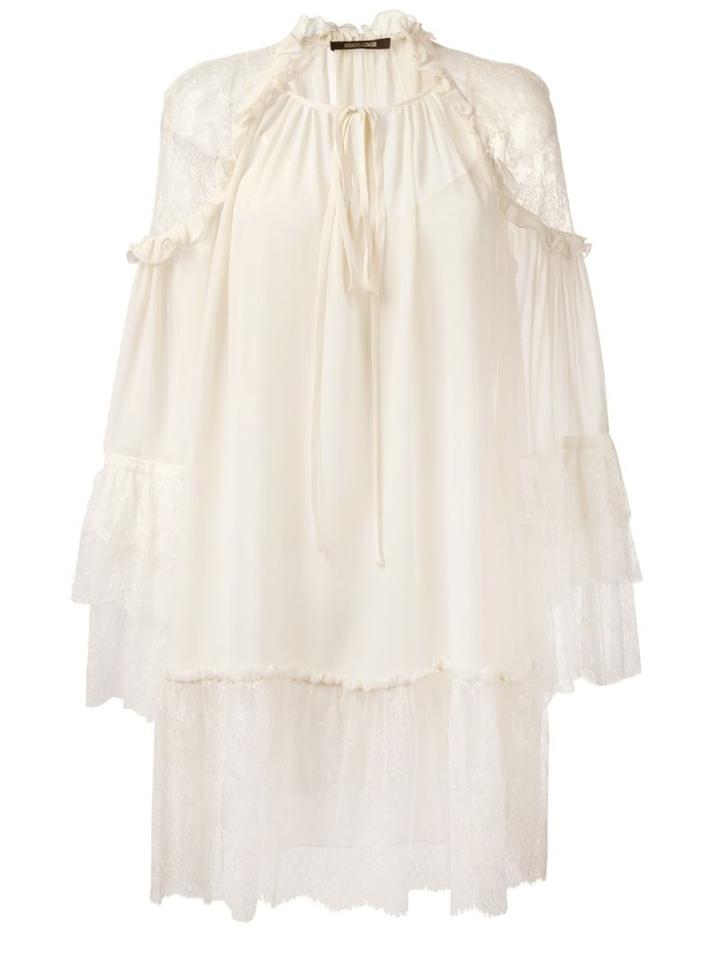 Roberto Cavalli Lace Insert Dress, Women's, Size: 42, Nude/neutrals, Silk/polyamide