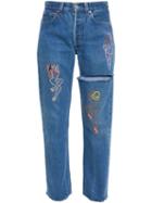 Good For Nothing Emb Embroidered Jeans, Women's, Size: 28, Blue, Cotton