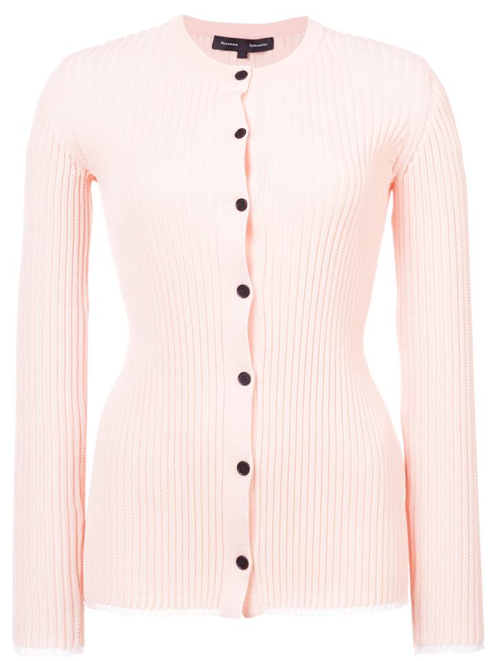 Proenza Schouler Long Sleeve Crewneck Cardigan - Nude & Neutrals