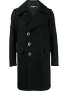 Dsquared2 Long Peacoat, Men's, Size: 50, Blue, Cotton/polyamide/polyester/virgin Wool