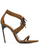 Saint Laurent Studded Sandals - Brown