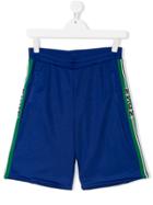 Msgm Kids Teen Side-striped Track Shorts - Blue