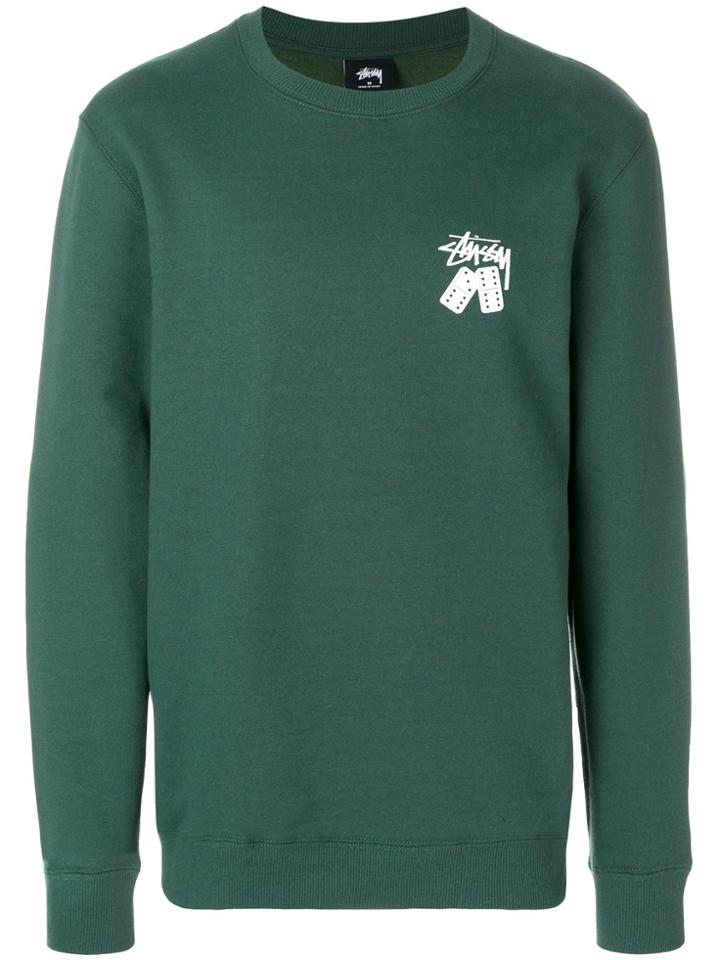 Stussy Logo Domino Print Sweatshirt - Green