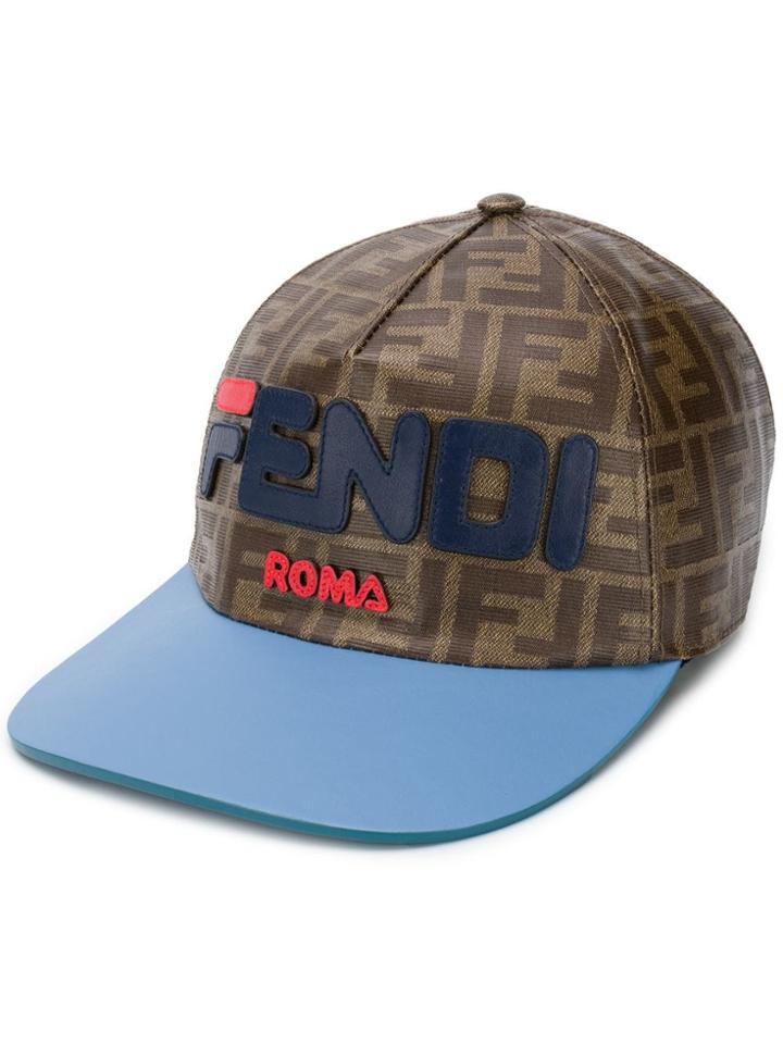 Fendi Colourblock Monogram Logo Cap - Brown