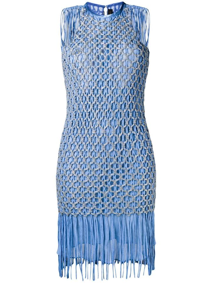 Versace Macramé Fringe Dress - Blue