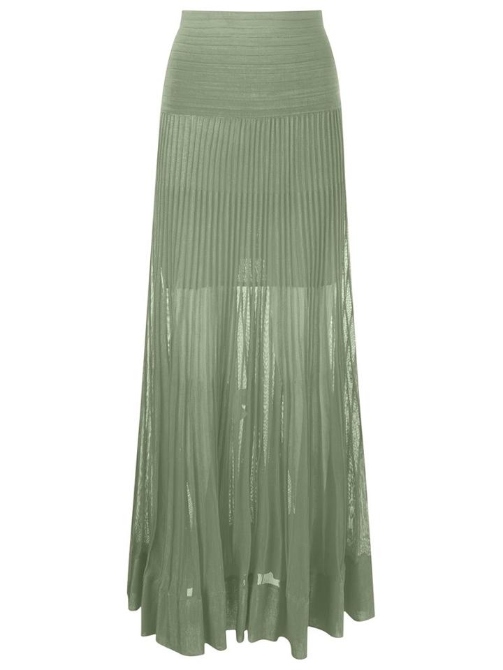 Andrea Bogosian Long Ribbed Skirt, Women's, Size: P, Green, Polyamide/viscose
