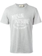 Maison Kitsuné Logo Print T-shirt, Men's, Size: Large, Grey, Cotton