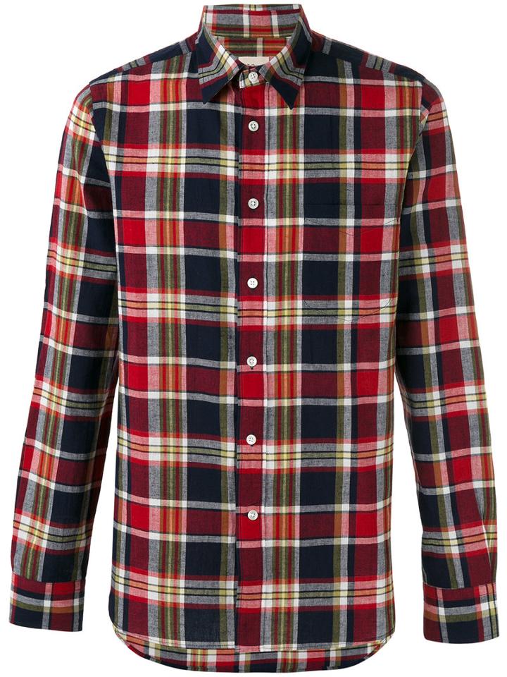 Bellerose Checked Shirt, Men's, Size: Large, Blue, Cotton/linen/flax/ramie