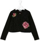 Dolce & Gabbana Kids Rose Jacquard Cardigan, Girl's, Size: 6 Yrs, Black