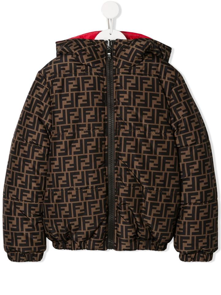 Fendi Kids Ff Logo Reversible Puffer Jacket - Green