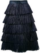 Sara Lanzi Layered Raffia Skirt - Blue