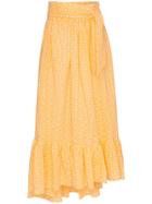Lisa Marie Fernandez Nicole Floral Tie Waist Skirt - Yellow & Orange