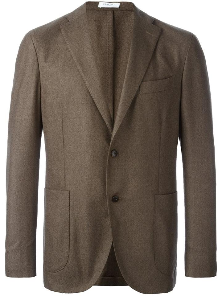 Boglioli Two Button Blazer, Men's, Size: 54, Brown, Acetate/cupro/virgin Wool