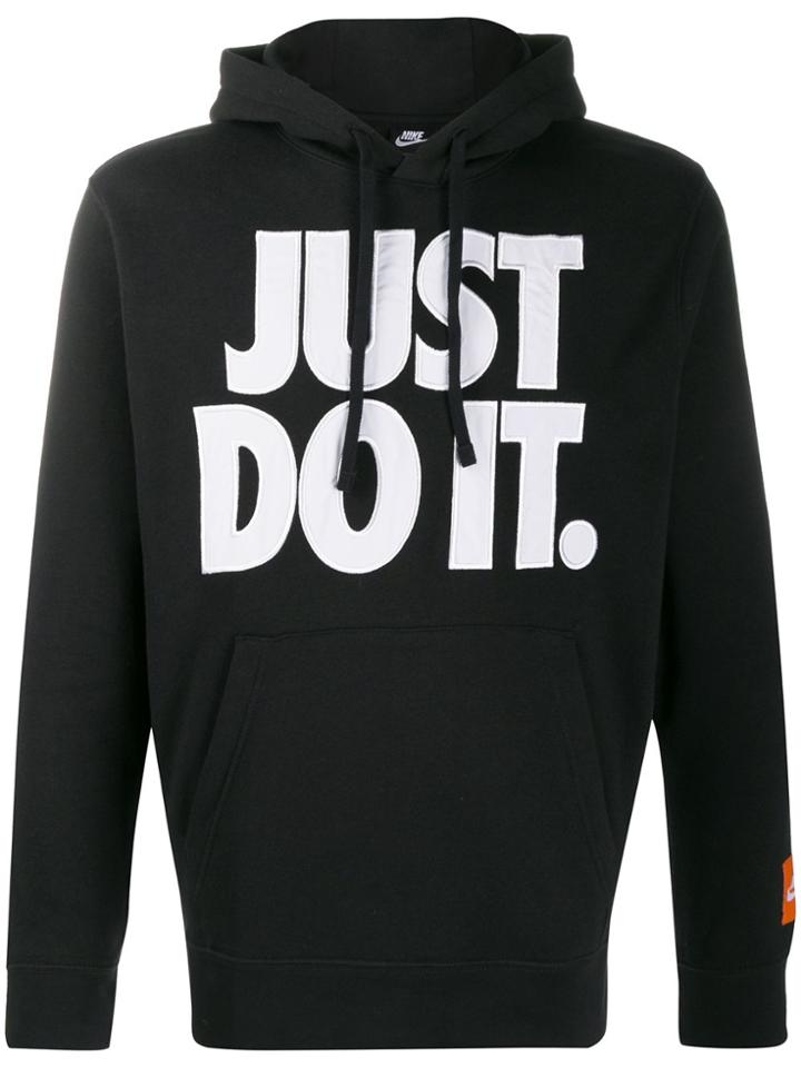 Nike 'just Do It' Embroidered Hoodie - Black