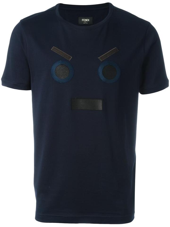 Fendi No Words T-shirt, Men's, Size: 52, Blue, Cotton/polyester